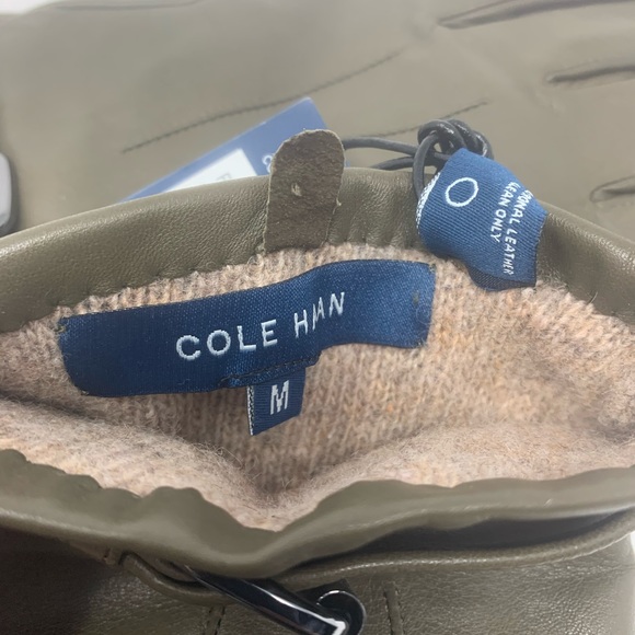 New Cole Haan Olive Green Leather Gloves Size M - Picture 4 of 6